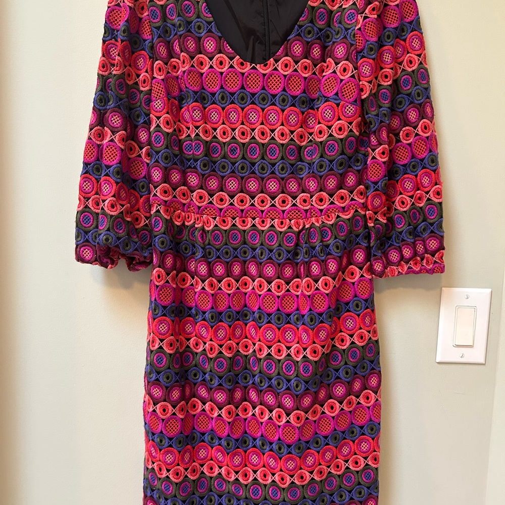 Trina Turk Pink and Purple Long Sleeve Dress